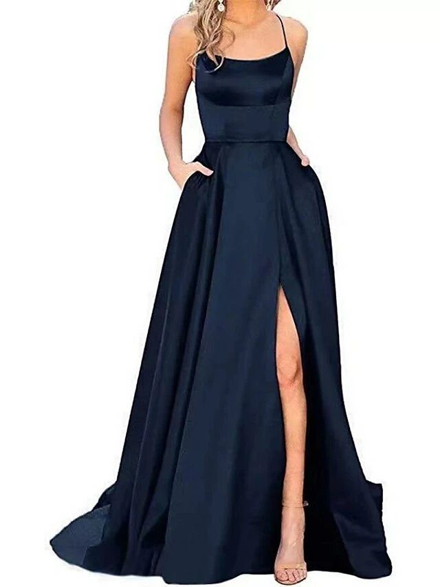 Women‘s Prom Party Dress Satin Dress Swing Dress Long Dress Maxi Dress Black Blue Dark Green Pure Color Backless Fall Spring Spaghetti Romantic Winter Dress Daily Evening Party 2023 7 Women‘s Prom Party Dress Satin Dress Swing Dress Long Dress Maxi Dress Black Blue Dark Green Pure Color Backless Fall Spring Spaghetti Romantic Winter Dress Daily Evening Party 2023 - Image 5