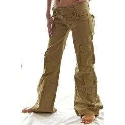 Women‘s Cargo Parachute pants TrousersTrousers Full Length Cotton Baggy Micro-elastic Low Waist Fashion Casual Office Daily Black Green S M Autumn / Fall -LIGHTINTHEBOX Shop abyriy1644995797515