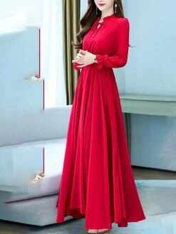 Women's Long Dress Maxi Dress Casual Dress Chiffon Dress Black Dress Plain Streetwear Casual Outdoor Daily Holiday Lace Up Ruched Long Sleeve Crew Neck Dress Regular Fit Black Pink Red Summer Spring -LIGHTINTHEBOX Shop adbdbt1678270477059