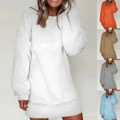 Women's Loose Basic Solid Colored Daily Round Neck Standard Winter Sweatshirt