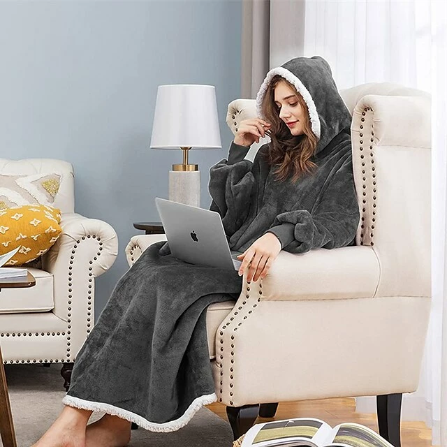 Women‘s Christmas Couple‘s Pajamas Nightgown Wearable Blanket Hoodie Blanket Pure Color Warm Comfort Oversized Home Daily Fleece Warm Hoodie Long Sleeve Pocket Winter Fall Pink Wine 19 Women‘s Christmas Couple‘s Pajamas Nightgown Wearable Blanket Hoodie Blanket Pure Color Warm Comfort Oversized Home Daily Fleece Warm Hoodie Long Sleeve Pocket Winter Fall Pink Wine - Image 17