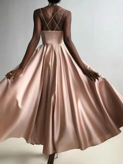 Women's Party Dress Satin Dress Swing Dress Midi Dress Black Champagne Red Sleeveless Pure Color Backless Summer Spring Deep V Fashion Party Summer Dress Spring Dress 2023 S M L XL -LIGHTINTHEBOX Shop aezfla1656913850036