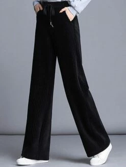 Women's Fleece Pants Wide Leg Chinos Full Length Baggy Micro-elastic High Waist Fashion Streetwear Street Daily Black Brown M L Fall Winter 16 Women's Fleece Pants Wide Leg Chinos Full Length Baggy Micro-elastic High Waist Fashion Streetwear Street Daily Black Brown M L Fall Winter -LIGHTINTHEBOX Shop afhoyl1692950017586