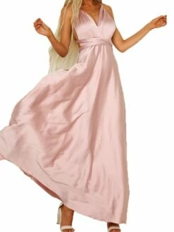 Women's Prom Dress Wedding Guest Dress Satin Dress Long Dress Maxi Dress Pink Navy Blue Green Sleeveless Pure Color Backless Summer Spring Fall V Neck Fashion Party Evening Party Wedding Guest 2023 -LIGHTINTHEBOX Shop ahwcwp1662353714763