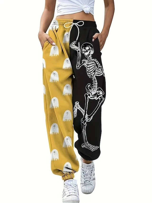 Women's Pants Trousers Sunday Shorts Full Length Ugly Halloween Festival White / Black Black S M Winter Spring &Fall 7 Women's Pants Trousers Sunday Shorts Full Length Ugly Halloween Festival White / Black Black S M Winter Spring &Fall - Image 5