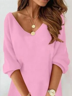 Women's Casual Dress Sweatshirt Dress Winter Dress Mini Dress Ruched Outdoor Street Daily Fashion Streetwear V Neck Long Sleeve 2023 Loose Fit Pink Color S M L XL XXL Size -LIGHTINTHEBOX Shop ajczhi1693880064260