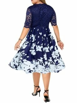 Women‘s Plus Size Curve Party Dress Floral V Neck Lace Half Sleeve Fall Spring Work Vintage Midi Dress Daily Vacation Dress Homecoming Dress Print 12 Women‘s Plus Size Curve Party Dress Floral V Neck Lace Half Sleeve Fall Spring Work Vintage Midi Dress Daily Vacation Dress Homecoming Dress Print -LIGHTINTHEBOX Shop ajpfxg1615976580513