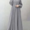 Women's Work Dress Swing Dress Semi Formal Dress Fashion Long Dress Maxi Dress Ruched Button Crew Neck Long Sleeve Plain Loose Fit Wine Blue Green Fall Winter S M L XL XXL -LIGHTINTHEBOX Shop akapog1693300591776