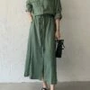 Women's Shirt Dress Casual Dress Maxi Long Dress Outdoor Daily Date Polyester Fashion Classic Shirt Collar Button Pocket Long Sleeve Fall Winter 2023 Loose Fit ArmyGreen Black Brown Pure Color S M L