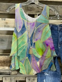 Women's Tank Top Yellow Light Green Royal Blue Graphic Abstract Feather Print Sleeveless Casual Basic Round Neck Regular Fit -LIGHTINTHEBOX Shop akqxcl1684404913402