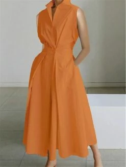 Women's Shirt Dress Casual Dress Work Dress Midi Dress Outdoor Office Daily Polyester Fashion Modern Shirt Collar Button Pocket Sleeveless Summer Spring 2023 Loose Fit Black White Orange Floral Polka 7 Women's Shirt Dress Casual Dress Work Dress Midi Dress Outdoor Office Daily Polyester Fashion Modern Shirt Collar Button Pocket Sleeveless Summer Spring 2023 Loose Fit Black White Orange Floral Polka -LIGHTINTHEBOX Shop alaaki1688449186278