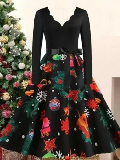 Women's Christmas Casual Dress Swing Dress Vintage Dress Midi Dress Black Wine Orange Long Sleeve Animal Bow Winter Fall Autumn V Neck 2022 S M L XL XXL 3XL 36 Women's Christmas Casual Dress Swing Dress Vintage Dress Midi Dress Black Wine Orange Long Sleeve Animal Bow Winter Fall Autumn V Neck 2022 S M L XL XXL 3XL -LIGHTINTHEBOX Shop amiffo1668072722306
