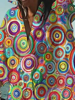 Women's Shirt Dress Casual Dress Swing Dress Mini Dress Outdoor Daily Vacation Polyester Fashion Casual Shirt Collar Button Print Long Sleeve Summer Spring Fall 2023 Loose Fit Red Geometric S M L XL -LIGHTINTHEBOX Shop amnqco1680164329254