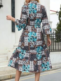 Women's Work Dress A Line Dress Fashion Midi Dress Patchwork Button Stand Collar 3/4 Length Sleeve Leaf Floral Regular Fit Blue Fall S M L XL XXL 15 Women's Work Dress A Line Dress Fashion Midi Dress Patchwork Button Stand Collar 3/4 Length Sleeve Leaf Floral Regular Fit Blue Fall S M L XL XXL -LIGHTINTHEBOX Shop amwltq1693300581102