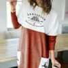 Women‘s T Shirt Dress Tee DressShort Mini Dress Photo Color Long Sleeve Color Block Letter Elk Pocket Print Spring Winter Crew Neck Casual Modern Loose Fit 2022 S M L XL XXL 3XL -LIGHTINTHEBOX Shop amytat1662694580693