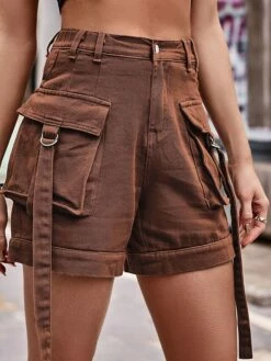 Women's Cargo Shorts Shorts Denim Black Army Green Brown Fashion Casual Daily Short Comfort Solid Color S M L XL 2XL