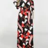 Women‘s Christmas Holiday Casual Vintage Dress Long Dress Maxi Dress Party Ruched Patchwork Santa Claus Crew Neck Long Sleeve Regular Fit Fall Winter 2023 Black White S M L XL