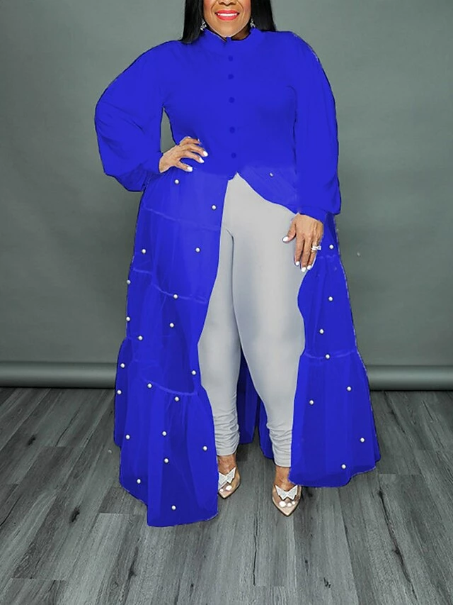 Women‘s Plus Size Curve Flattering Dresses Elegant Apple Shaped Dress Wedding Guest Casual Dress Swing Dress Polka Dot Long Dress Maxi Dress Long Sleeve Mesh Stand Collar Basic Daily Spring Summer 10 Women‘s Plus Size Curve Flattering Dresses Elegant Apple Shaped Dress Wedding Guest Casual Dress Swing Dress Polka Dot Long Dress Maxi Dress Long Sleeve Mesh Stand Collar Basic Daily Spring Summer - Image 8