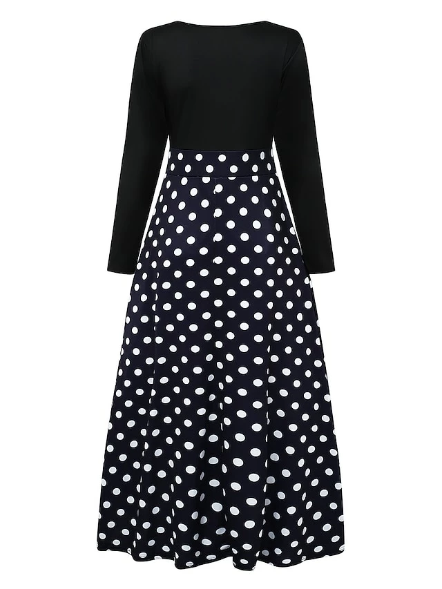 Women's Casual Dress Sheath Dress Long Dress Maxi Dress Black And White Color Bar Dots Long Sleeve Floral Print Crew Neck Summer Dress Daily Spring Dress Fall Slim S M L XL XXL XXXL 4XL 11 Women's Casual Dress Sheath Dress Long Dress Maxi Dress Black And White Color Bar Dots Long Sleeve Floral Print Crew Neck Summer Dress Daily Spring Dress Fall Slim S M L XL XXL XXXL 4XL - Image 9