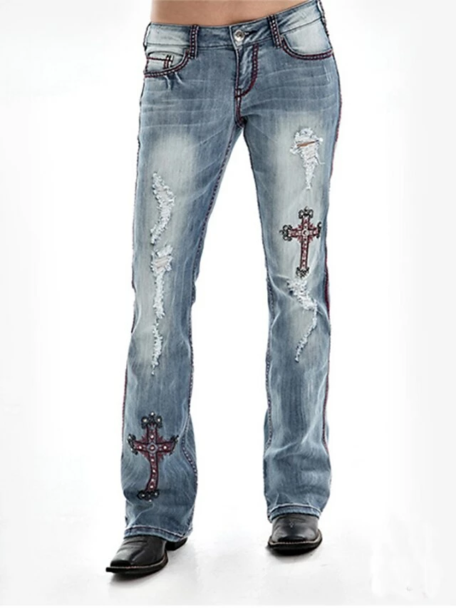 Women‘s Low Rise Jeans Pants Trousers Full Length Denim Micro-elastic Mid Waist Basic Halloween Daily Blue S M Spring, Fall, Winter, Summer 3 Women‘s Low Rise Jeans Pants Trousers Full Length Denim Micro-elastic Mid Waist Basic Halloween Daily Blue S M Spring, Fall, Winter, Summer