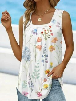 Women's Tank Top White Yellow Light Green Floral Print Sleeveless Casual Holiday Basic Square Neck Regular Fit Floral 11 Women's Tank Top White Yellow Light Green Floral Print Sleeveless Casual Holiday Basic Square Neck Regular Fit Floral -LIGHTINTHEBOX Shop aslrkn1684405353613