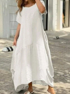 Women's Casual Dress Cotton Linen Dress Swing Dress Maxi Long Dress Cotton Blend Casual Outdoor Daily Date Crew Neck Patchwork Pocket Short Sleeve Summer Spring 2023 Loose Fit Black White Yellow Pure 8 Women's Casual Dress Cotton Linen Dress Swing Dress Maxi Long Dress Cotton Blend Casual Outdoor Daily Date Crew Neck Patchwork Pocket Short Sleeve Summer Spring 2023 Loose Fit Black White Yellow Pure -LIGHTINTHEBOX Shop assjow1655689427083