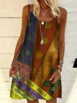 Women's Shift Dress Midi Dress Vintage Purple Vintage Green Vintage Gray Sleeveless Print Print Summer Spring Crew Neck Casual Daily 2023 S M L XL XXL 3XL 4XL 5XL