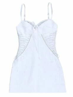 Women's Party Dress Cocktail Dress Bodycon Mini Dress White Sleeveless Pure Color Lace Up Spring Fall Winter Spaghetti Strap Fashion Halloween Birthday Wedding Guest 2023 S M L -LIGHTINTHEBOX Shop atimui1693886984531
