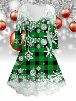 Womenâs Christmas Green Red Long Sleeve Elk Print Winter Autumn V Neck Fashion Daily Weekend Loose Fit 2022 S M L XL 2XL 3XL 4XL 5XL 6XL