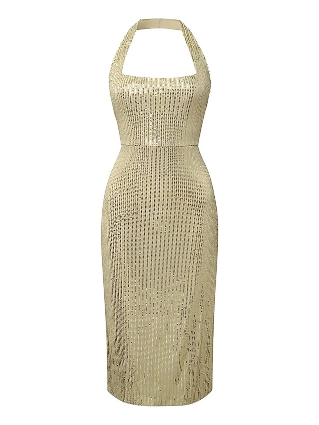 Women's Party Dress Sequin Dress Cocktail Dress Long Dress Maxi Dress Gold Sleeveless Pure Color Sequins Summer Spring Fall Halter Neck Fashion Party Birthday Wedding Guest Slim 2023 S M L XL 7 Women's Party Dress Sequin Dress Cocktail Dress Long Dress Maxi Dress Gold Sleeveless Pure Color Sequins Summer Spring Fall Halter Neck Fashion Party Birthday Wedding Guest Slim 2023 S M L XL - Image 5