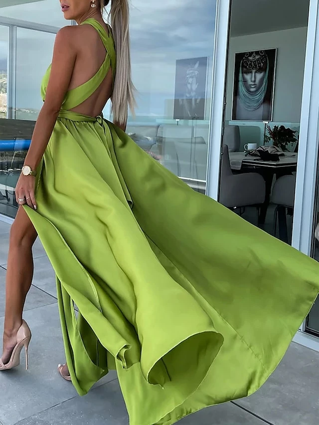 Women's Party Dress Homecoming Dress Satin Dress Pink Dress Long Dress Maxi Dress Black Light Green Wine Sleeveless Pure Color Lace Up Summer Spring Fall V Neck Fashion Evening Party Wedding Guest 22 Women's Party Dress Homecoming Dress Satin Dress Pink Dress Long Dress Maxi Dress Black Light Green Wine Sleeveless Pure Color Lace Up Summer Spring Fall V Neck Fashion Evening Party Wedding Guest - Image 20