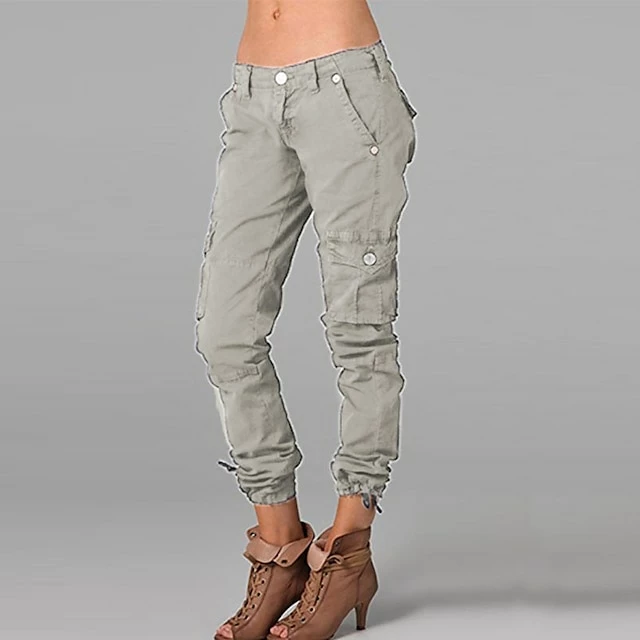 Women's Cargo Pants Slacks Pants Trousers Ankle-Length Pocket Mid Waist Chic & Modern Casual / Sporty Sports Weekend ArmyGreen Black S M Summer Spring &Fall 4 Women's Cargo Pants Slacks Pants Trousers Ankle-Length Pocket Mid Waist Chic & Modern Casual / Sporty Sports Weekend ArmyGreen Black S M Summer Spring &Fall - Image 2