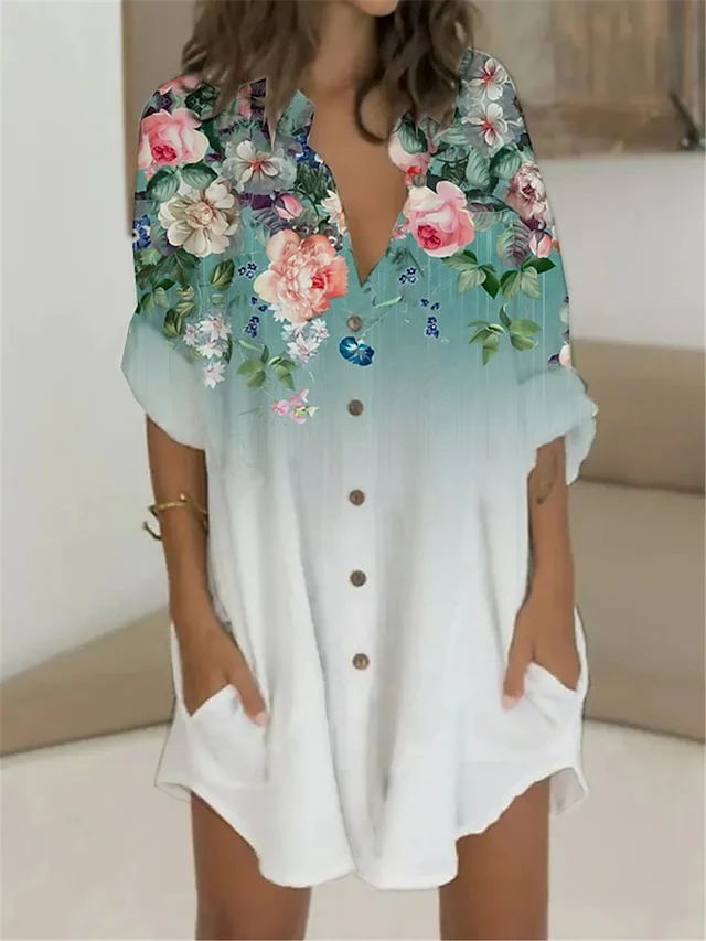 Women's T Shirt Dress Casual Dress Shift Dress Mini Dress Outdoor Daily Vacation Polyester Fashion Casual Stand Collar Button Pocket Long Sleeve Summer Spring Fall 2023 Regular Fit White Blue Green 3 Women's T Shirt Dress Casual Dress Shift Dress Mini Dress Outdoor Daily Vacation Polyester Fashion Casual Stand Collar Button Pocket Long Sleeve Summer Spring Fall 2023 Regular Fit White Blue Green