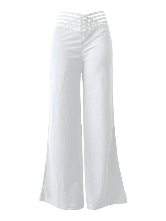 Women's Wide Leg Pants Trousers Full Length High Cut Micro-elastic High Waist Fashion Streetwear Party Daily Wear Robin's Egg Blue Black S M Fall Winter 12 Women's Wide Leg Pants Trousers Full Length High Cut Micro-elastic High Waist Fashion Streetwear Party Daily Wear Robin's Egg Blue Black S M Fall Winter - Image 10