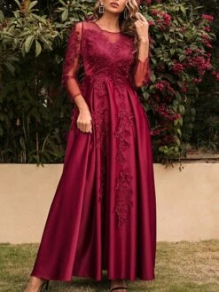 Women's Prom Dress Party Dress Lace Dress Long Dress Maxi Dress Red 3/4 Length Sleeve Pure Color Lace Spring Fall Winter Crew Neck Fashion Party Winter Dress Birthday 2023 S M L XL XXL 17 Women's Prom Dress Party Dress Lace Dress Long Dress Maxi Dress Red 3/4 Length Sleeve Pure Color Lace Spring Fall Winter Crew Neck Fashion Party Winter Dress Birthday 2023 S M L XL XXL -LIGHTINTHEBOX Shop batbgy1654751844459