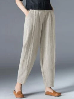 Women's Bloomers Cropped Pants Harem Pants Ankle-Length Cotton And Linen Pocket High Cut High Waist Vacation Streetwear Outdoor Street Wine Black S M Winter Autumn / Fall -LIGHTINTHEBOX Shop bbbzjt1697681133213