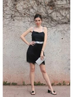 Women‘s Cocktail Party Dress Homecoming Dress Wedding Guest Dress Fringe Dress Mini Dress Black Sleeveless Pure Color Tassel Fringe Spring Summer Spaghetti Strap Hot Date 2023 S M L XL -LIGHTINTHEBOX Shop bcnwmf1693289223211