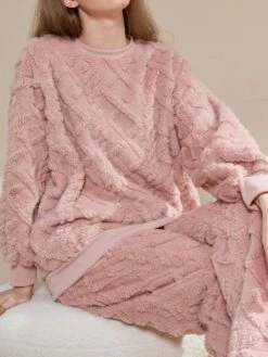 Women's Sweatshirt Tracksuit Flannel Dark Grey White Yellow Solid Color Long Sleeve Casual Holiday Basic Round Neck Loose Fit Winter