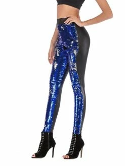 Women's Skinny Pants Trousers Full Length Sequins Micro-elastic Mid Waist Fashion Streetwear Party Street Black Blue S M Fall Winter -LIGHTINTHEBOX Shop bcunmh1692257393501