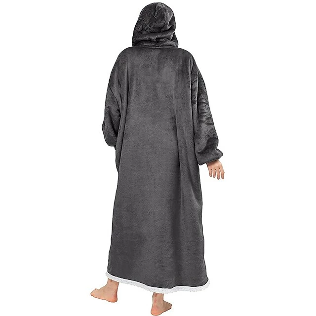 Women‘s Christmas Couple‘s Pajamas Nightgown Wearable Blanket Hoodie Blanket Pure Color Warm Comfort Oversized Home Daily Fleece Warm Hoodie Long Sleeve Pocket Winter Fall Pink Wine 17 Women‘s Christmas Couple‘s Pajamas Nightgown Wearable Blanket Hoodie Blanket Pure Color Warm Comfort Oversized Home Daily Fleece Warm Hoodie Long Sleeve Pocket Winter Fall Pink Wine - Image 15