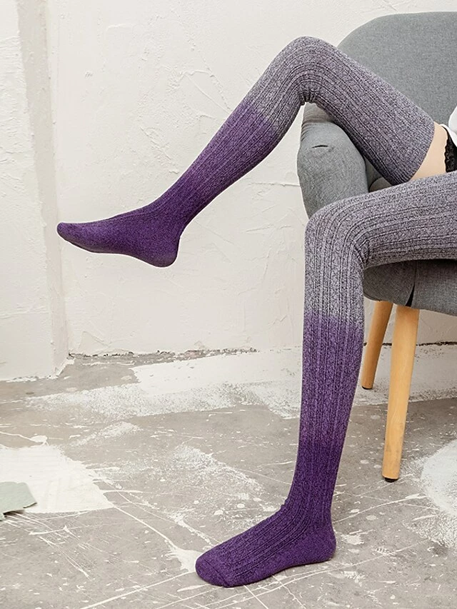 Women's Stockings Thigh-High Crimping Socks All Seasons Tights Thermal Warm Stretchy Knitting Fashion Casual Daily Purple One-Size 7 Women's Stockings Thigh-High Crimping Socks All Seasons Tights Thermal Warm Stretchy Knitting Fashion Casual Daily Purple One-Size - Image 5