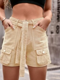 Women's Cargo Shorts Shorts Denim Black Khaki Army Green Fashion Casual Daily Short Comfort Solid Color S M L XL 2XL