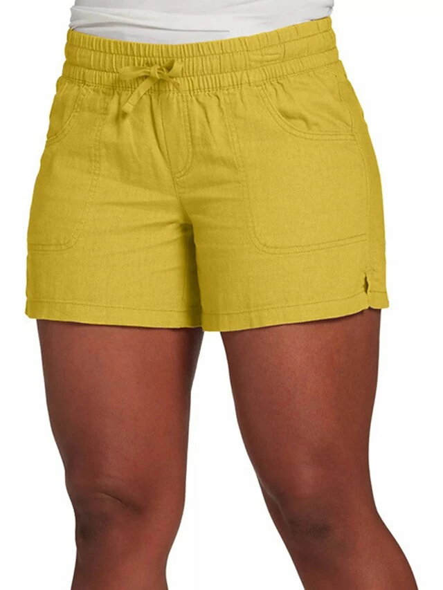 Women's Shorts Pink Yellow Khaki Mid Waist Casual / Sporty Athleisure Leisure Sports Weekend Side Pockets Split Micro-elastic Short Comfort Plain S M L XL XXL 3 Women's Shorts Pink Yellow Khaki Mid Waist Casual / Sporty Athleisure Leisure Sports Weekend Side Pockets Split Micro-elastic Short Comfort Plain S M L XL XXL