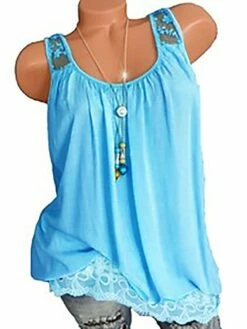 Women's Plus Size Tank Top Black White Pink Solid Color Lace Patchwork Sleeveless Daily Going Out Weekend Basic Casual Strapless Regular Fit Summer Spring -LIGHTINTHEBOX Shop bgtmur1684829019322