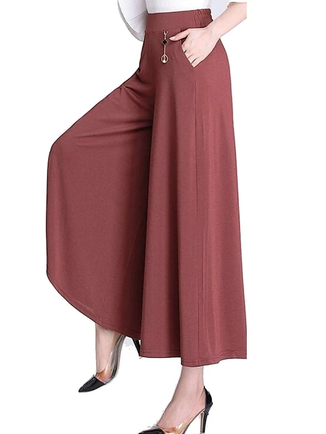 Women's Dress Pants Culottes Wide Leg Pants Trousers Ankle-Length Side Pockets Baggy Micro-elastic Mid Waist Fashion Work Daily Black Green M L 6 Women's Dress Pants Culottes Wide Leg Pants Trousers Ankle-Length Side Pockets Baggy Micro-elastic Mid Waist Fashion Work Daily Black Green M L - Image 4