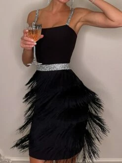Women‘s Cocktail Party Dress Homecoming Dress Wedding Guest Dress Fringe Dress Mini Dress Black Sleeveless Pure Color Tassel Fringe Spring Summer Spaghetti Strap Hot Date 2023 S M L XL -LIGHTINTHEBOX Shop bgzixr1638871804866