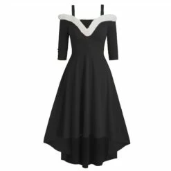 Women's Christmas Swing Dress Skater Dress Green Red Black Long Sleeve Pure Color Cold Shoulder Plus High Low Winter Fall V Neck Classic ModernFall Dress Slim 2022 S M L XL 2XL 3XL / Winter Dress -LIGHTINTHEBOX Shop bhtmqr1665747075966