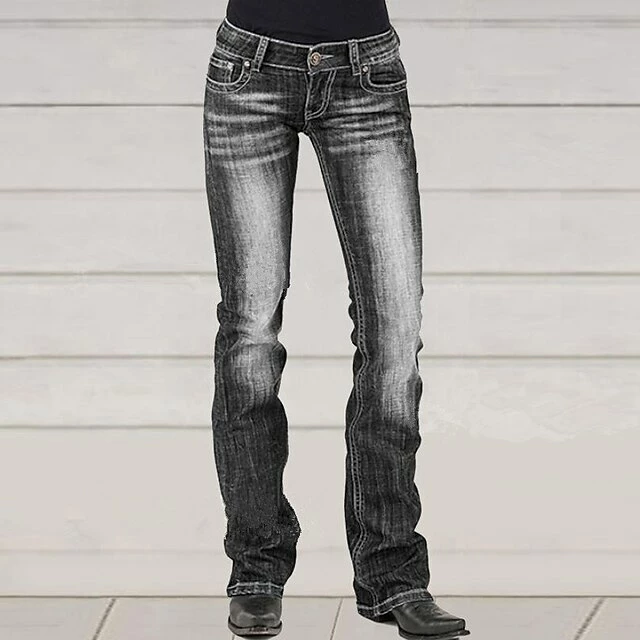 Women‘s Low Rise Jeans Trousers Pants Trousers Cotton Blend Pocket Micro-elastic Mid Waist Basic Classic Casual Streetwear Black Dark Blue S M Spring, Fall, Winter, Summer 5 Women‘s Low Rise Jeans Trousers Pants Trousers Cotton Blend Pocket Micro-elastic Mid Waist Basic Classic Casual Streetwear Black Dark Blue S M Spring, Fall, Winter, Summer - Image 3