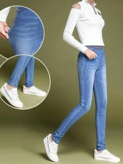 Women's Jeans Skinny Pants Trousers Full Length Denim High Elasticity High Waist Fashion Casual Office Daily Light Blue Black S M Fall & Winter -LIGHTINTHEBOX Shop bhydus1662207138159