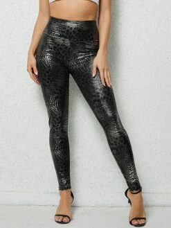 Women's Leggings Full Length Fashion Streetwear Street Daily Silver Golden S M Fall Winter